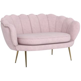 HOMCOM Διθέσιος καναπές σε στυλ Industrial Chic από ύφασμα με εφέ βελούδου και μέταλλο, 130x77x77 εκ., Ροζ 833-957V00PK