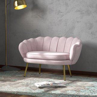 HOMCOM Διθέσιος καναπές σε στυλ Industrial Chic από ύφασμα με εφέ βελούδου και μέταλλο, 130x77x77 εκ., Ροζ 833-957V00PK