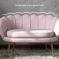 HOMCOM Διθέσιος καναπές σε στυλ Industrial Chic από ύφασμα με εφέ βελούδου και μέταλλο, 130x77x77 εκ., Ροζ 833-957V00PK