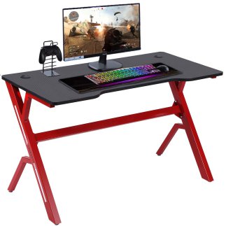 BAKAJI Γραφείο Gaming για Υπολογιστή από Μέταλλο και Ξύλο MDF με Mouse Pad 02012073