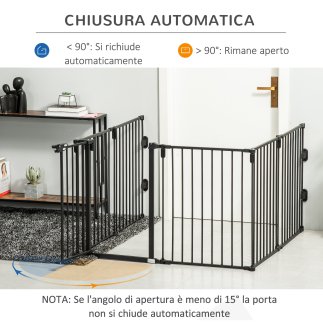 Πτυσσόμενη πύλη ασφαλείας PawHut 6 τμημάτων, Steel Dog Barrier Gate - Μαύρο D06-128