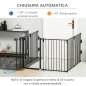 Πτυσσόμενη πύλη ασφαλείας PawHut 6 τμημάτων, Steel Dog Barrier Gate - Μαύρο D06-128