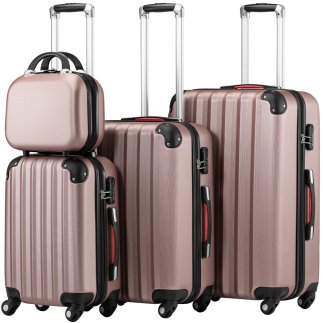 PROVITERA  Σετ 3+1 Σκληρές Βαλίτσες Easy Roll Τρόλεϊ Αποσκευών και Νεσεσέρ Ταξιδιού Ροζ  02841551