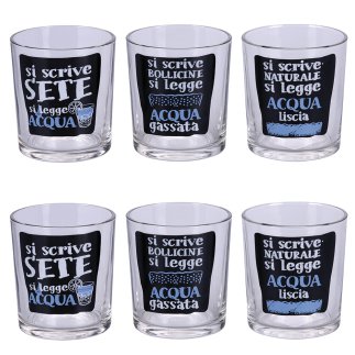 Galileo Σετ 6 ποτήρια νερού από γυαλί 270 ml Si scrive si legge 5915460
