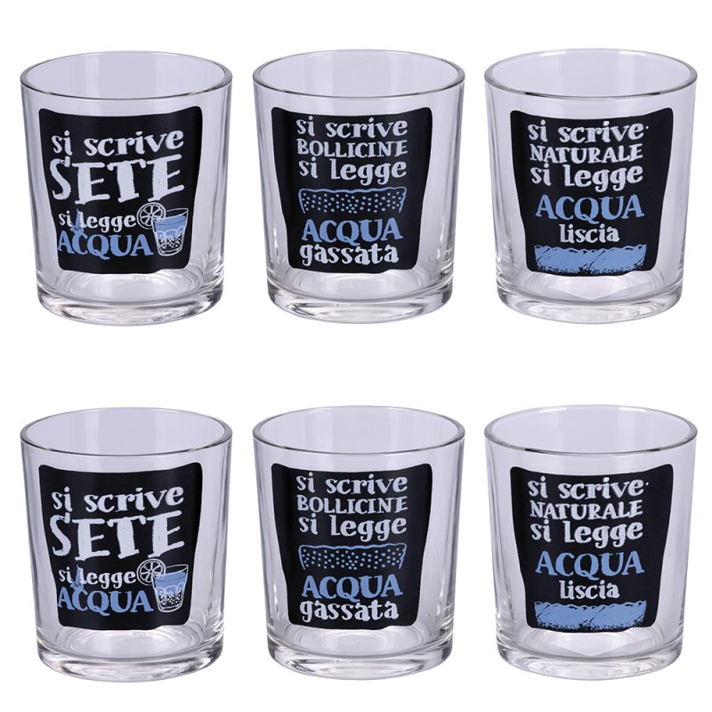Galileo Σετ 6 ποτήρια νερού από γυαλί 270 ml Si scrive si legge 5915460