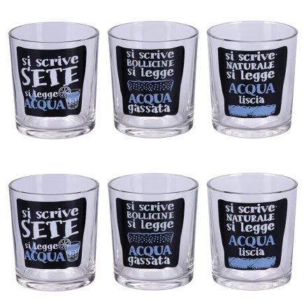 Galileo Σετ 6 ποτήρια νερού από γυαλί 270 ml Si scrive si legge 5915460