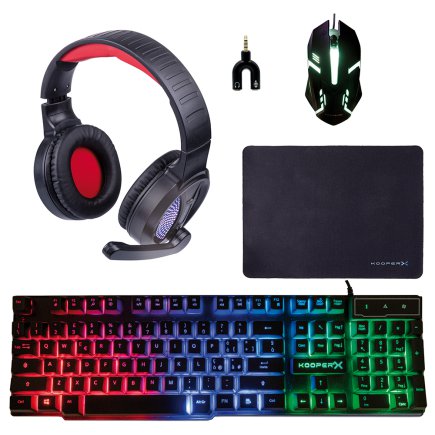 Kooper Σετ Gaming 5 σε 1 πληκτρολόγιο ακουστικά προσαρμογέας διαχωριστής ποντίκι και mouse pad Kooper X 5902512