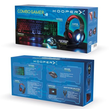 Kooper Σετ Gaming 5 σε 1 πληκτρολόγιο ακουστικά προσαρμογέας διαχωριστής ποντίκι και mouse pad Kooper X 5902512