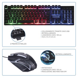 Kooper Σετ Gaming 5 σε 1 πληκτρολόγιο ακουστικά προσαρμογέας διαχωριστής ποντίκι και mouse pad Kooper X 5902512