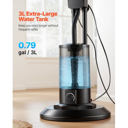 VEVOR Ανεμιστήρας με Ψεκασμό, 3 Ταχύτητες, 3L Δοχείο, Απομακρυσμένος & Πίνακας Ελέγχου, Κατάλληλος για Εσωτερικούς & Εξωτερικούς