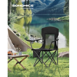 SONGMICS Αναδιπλούμενες Εξωτερικές Καρέκλες (Σετ 2), Υψηλής Πλάτης, Ρυθμιζόμενα Μπράτσα, Βάρος 330 lb, Ink Black , 97x86.5x51.5c