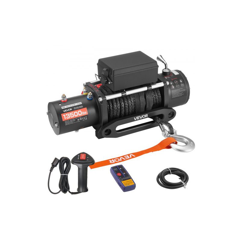 VEVOR Ηλεκτρικός Γερανός 12V για 6100 kg, με Συνθετικό Σχοινί και Ασύρματο Χειριστήριο (IP55) HCSDDJP13500KZ0O7001V9