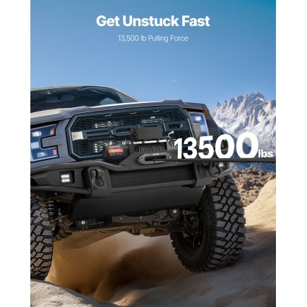VEVOR Ηλεκτρικός Γερανός 12V για 6100 kg, με Συνθετικό Σχοινί και Ασύρματο Χειριστήριο (IP55) HCSDDJP13500KZ0O7001V9