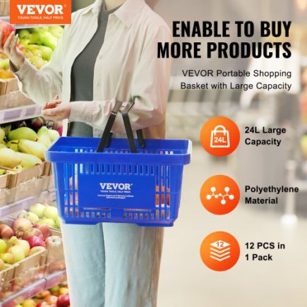 Φορητό Καλάθι Αγορών VEVOR 24L με Χειρολαβή & Βάση (12 τεμ) - Μπλε GXSBSSLGWLGXYP9YPV0