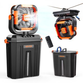 VEVOR Ανεμιστήρας Ομίχλης 2400 RPM με Δεξαμενή 12L, Μπαταρία 20000mAh, 4 Ταχύτητες & 3 Λειτουργίες Φωτισμού για Εσωτερικούς & Εξ