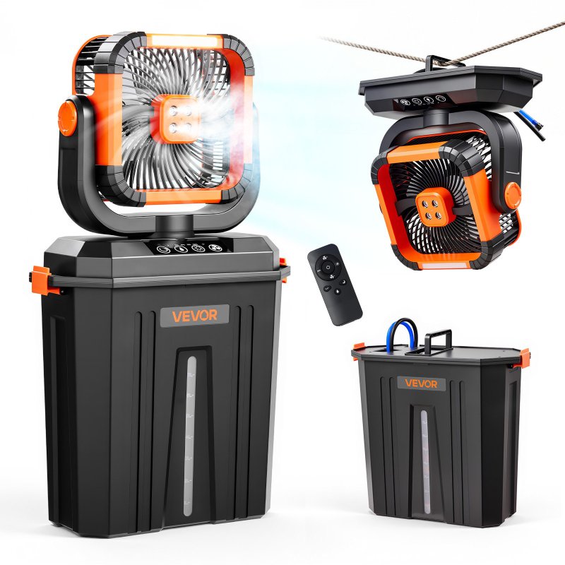VEVOR Ανεμιστήρας Ομίχλης 2400 RPM με Δεξαμενή 12L, Μπαταρία 20000mAh, 4 Ταχύτητες & 3 Λειτουργίες Φωτισμού για Εσωτερικούς & Εξ