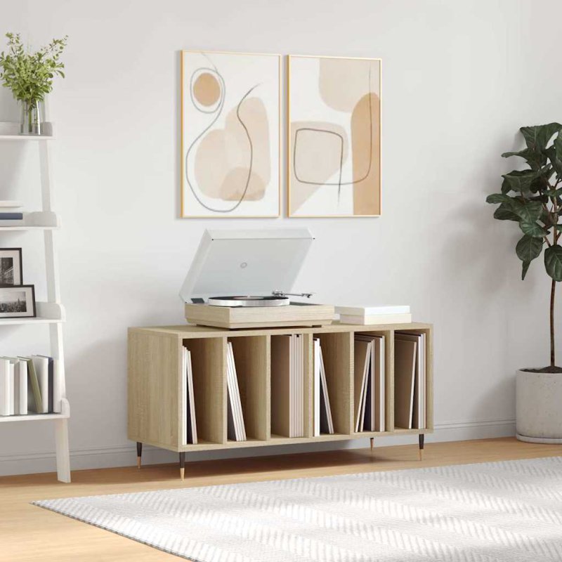 vidaXL Επιπλο Αποθήκευσης Δίσκων Βινυλίου 100x38x48 cm με Βιομηχανικά Σιδερένια Πόδια 831743