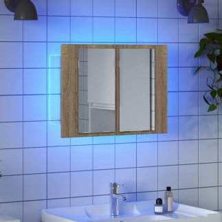 vidaXL Κομψό Φωτιζόμενο Ντουλάπι Μπάνιου RGB LED με Καθρέφτη - Sonoma Oak 804959