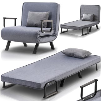 Shally Dogan  Πολυθρόνα Κρεβάτι Ανακλινόμενη Chaise Lounge και Επενδεδυμένο Κάθισμα Μετατρέψιμο Γκρι  02840550
