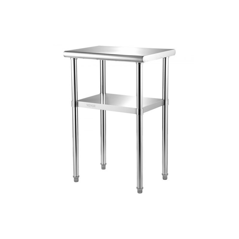 VEVOR Ανοξείδωτος Πάγκος 24x18x36, 600lbs, Ρυθμιζόμενο Ράφι & Πόδια J24X18X36INCHUFT3V0