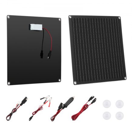VEVOR Ηλιακός Φορτιστής Μπαταρίας 20W 12V με Έξυπνο Ελεγκτή & 3 Καλώδια, Αδιάβροχο IP67 για RV Αυτοκίνητο Μοτοσυκλέτα Σκάφος Τρο