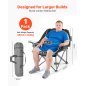 VEVOR Υπερμεγέθη Καρέκλα Κατασκήνωσης 204kg, Βαρέως Τύπου, Φορητή Πτυσσόμενη με Θήκες για Ποτήρια & Κρασί, Μαύρο & Γκρι HWZDYXDX