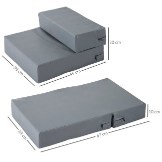 PawHut Dog Ladder Στρώμα 2 σε 1 σε PU και αφρό 45x39x20cm Γκρι D06-009GY