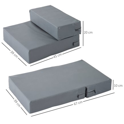 PawHut Dog Ladder Στρώμα 2 σε 1 σε PU και αφρό 45x39x20cm Γκρι D06-009GY