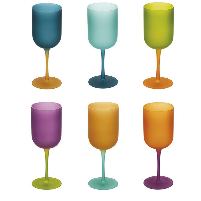Villa D'Este Σετ 6 ποτήρια 450 ml από γυαλί με εφέ frosted Color Shock 5915505