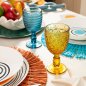 Villa d'Este Home Σετ 6 Ποτήρια Καλιξί 310 ml σε Διαφανές Έγχρωμο Γυαλί με Γεωμετρική Επεξεργασία Επιφάνειας 5912708