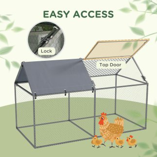 PawHut Steel Animal Cage με υφασμάτινη οροφή Oxford και μανταλάκια, 198x100x120 cm, πράσινο και ασημί D51-393V00SR