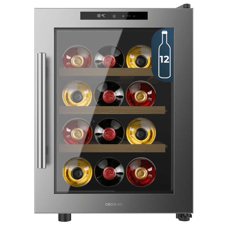 Cecotec Συντηρητής Κρασιών Bolero GrandSommelier 1255 CoolWood, 53.5x 34.5x47.7 cm, Χωρητικότητα 12 Φιάλες, Αθόρυβο 35dB, Θερμοκ