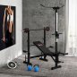 HOMCOM Πάγκος Γυμναστικής με Leg Press, Squat Rack και Leg Extension, από Ατσάλι και PU, 180x134x200 εκ., Μαύρο και Ασημί A91-20