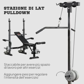 HOMCOM Πάγκος Γυμναστικής με Leg Press, Squat Rack και Leg Extension, από Ατσάλι και PU, 180x134x200 εκ., Μαύρο και Ασημί A91-20