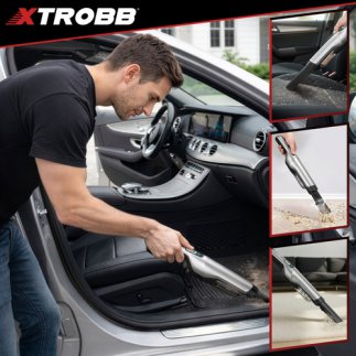 Xtrobb Σκουπάκι Αυτοκινήτου Στερεών με Ισχύ 100W Επαναφορτιζόμενο 12V Μπεζ 24263