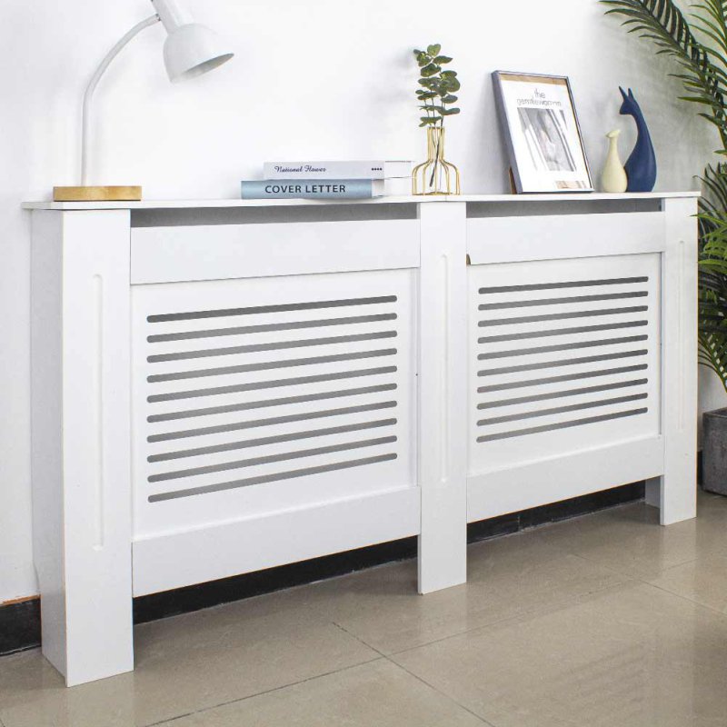 BAKAJI Κάλυμμα καλοριφέρ από ξύλο MDF 152x19x82cm Κάλυψη καλοριφέρ λευκό 02826251