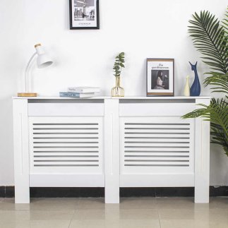 BAKAJI  Κάλυμμα καλοριφέρ από ξύλο MDF 152x19x82cm Κάλυψη καλοριφέρ λευκό  02826251