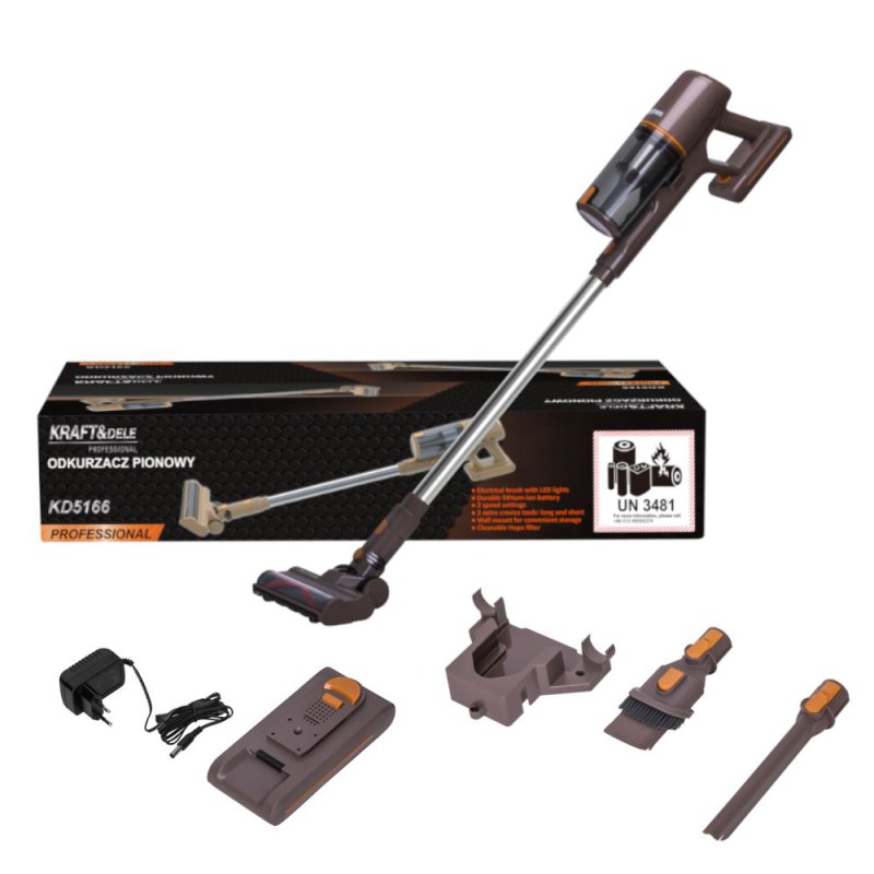 Kraft&Dele Επαναφορτιζόμενη Σκούπα Stick 2 σε 1 (25.2V, 2500mAh) KD-5166