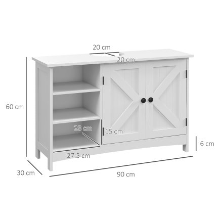 Ξύλινο Ντουλάπι Νιπτήρα 90 x 30 x 60 cm Kleankin 834-651V00WT