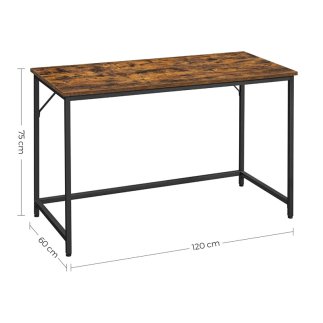 Μεταλλικό Γραφείο 120 x 60 x 75 cm Χρώματος Σκούρο Καφέ VASAGLE LWD039B01