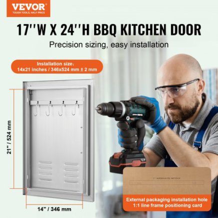 Πόρτα BBQ VEVOR 610x431mm Ανοξείδωτη για Εξωτερική Κουζίνα DMMBSCJMYS174SL0UV0