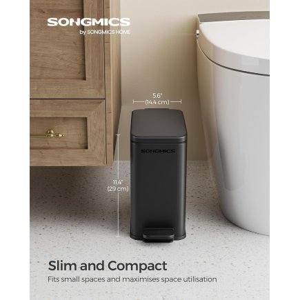 Μικρός Κάδος Απορριμμάτων Μπάνιου SONGMICS 5L, Μαύρος 