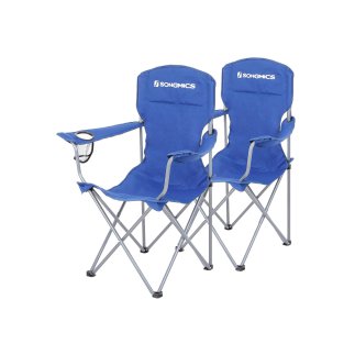SONGMICS Σετ 2 Πτυσσόμενες Καρέκλες Camping - Μπλε,60 x 60 x 110 εκ.,GCB08BU 