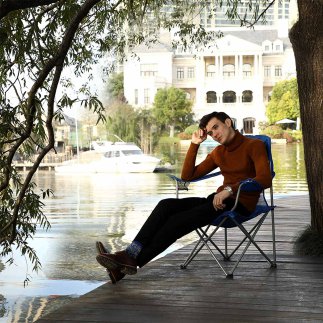 SONGMICS Σετ 2 Πτυσσόμενες Καρέκλες Camping - Μπλε,60 x 60 x 110 εκ.,GCB08BU 