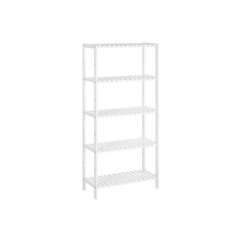 SONGMICS Ράφι Αποθήκευσης Μπάνιου 5 Επιπέδων 60 x 26 x 130 cm από Μπαμπού, Λευκό, BCB35WT 