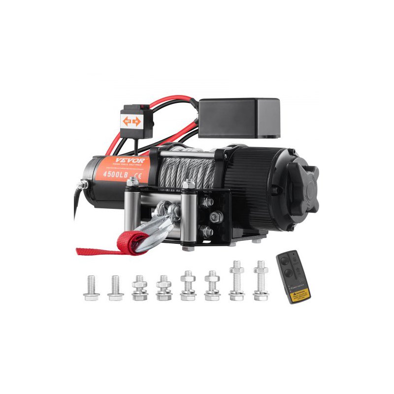 Ηλεκτρικό Βίντσι VEVOR 12V 4500 lb με Ατσάλινο Σχοινί και Ασύρματο Τηλεχειριστήριο GSSJPGSSYCYCAZZ41V9