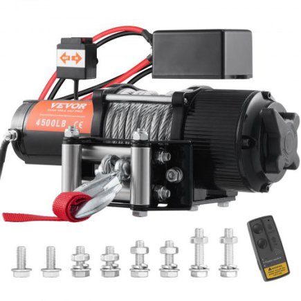 Ηλεκτρικό Βίντσι VEVOR 12V 4500 lb με Ατσάλινο Σχοινί και Ασύρματο Τηλεχειριστήριο GSSJPGSSYCYCAZZ41V9
