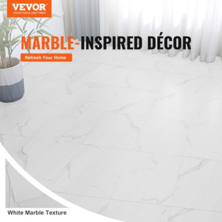 Αυτοκόλλητα Πλακάκια Δαπέδου VEVOR 12x12", 50τμχ, Λευκό Μάρμαρο ZZYXJDDBDLS5P9FOZV0
