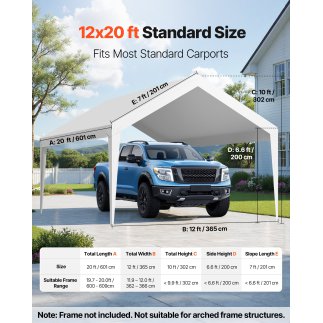 VEVOR Αντικατάσταση Κάλυψης Carport 3.6 x 6 m - UV Ανθεκτικό & Αδιάβροχο CKPB12X20FTBB7CQI001V0