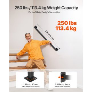 VEVOR Σιδερένια Μαύρη Κουπαστή Σκάλας 915mm Τοίχου BGSTZFGFS3FTNONYF001V0